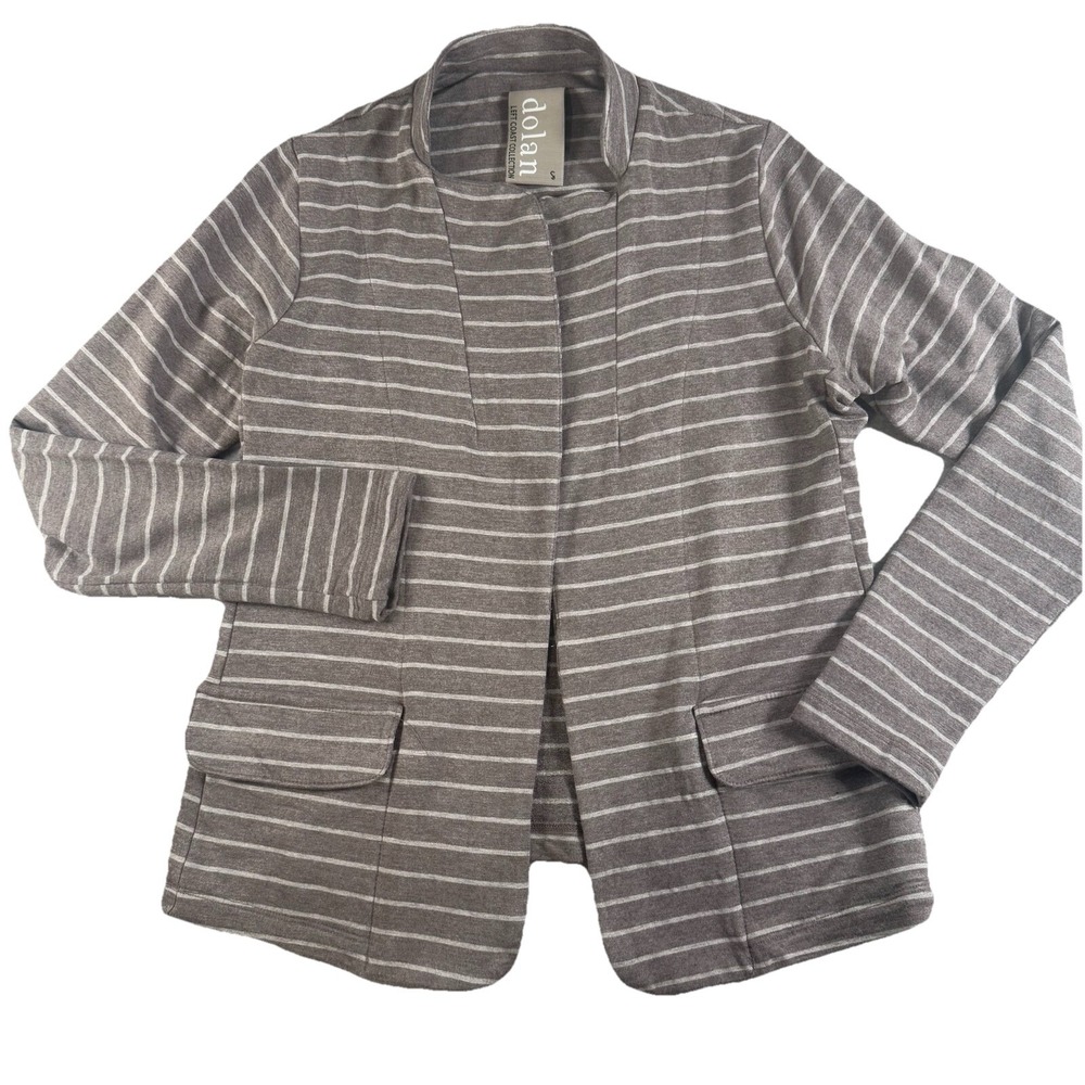Dolan Left Coast Collection Blazer Womens Small Brown Striped Rayon Stretch Knit - Picture 2 of 9